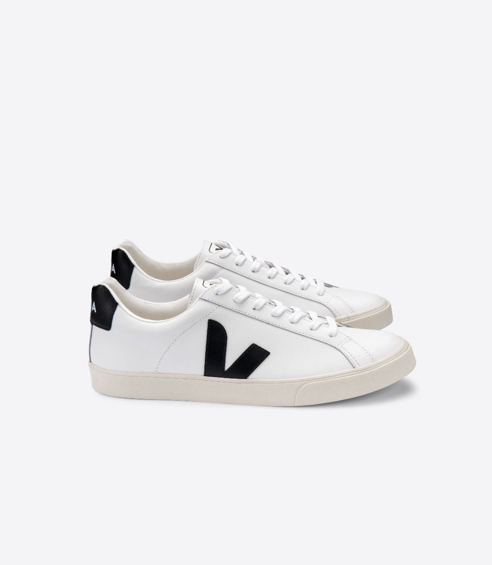 Veja Sneakers Mens - Esplar Leather - White/Black - 9604WRLKJ